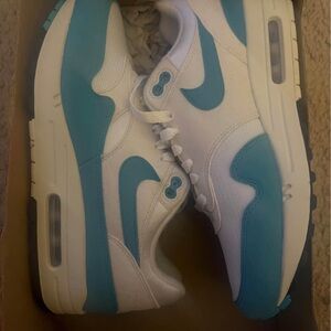Nike Air Max 1 White and Teal Sneakers